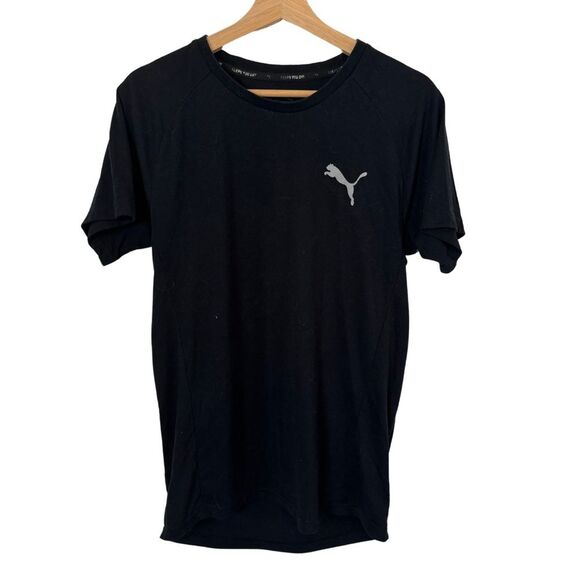 Black Puma Keep You Dry Tee Shirt with Gray Logo Graphic Top Size Mens Small - Picture 1 of 6